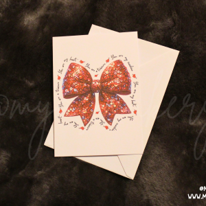 Red Sequin Bow Love Card — “You Are My Sunshine, Heart & Treasure” Romantic Greeting