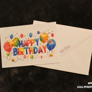Vibrant Watercolour "Happy Birthday" Balloons Card
