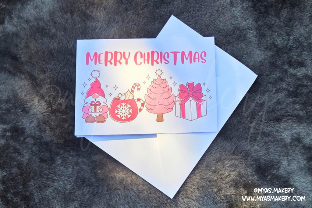 "Merry Christmas" Pink Gnome & Cocoa Card