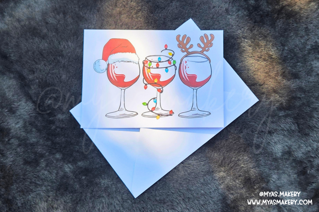 Festive Wine Glasses Holiday Card