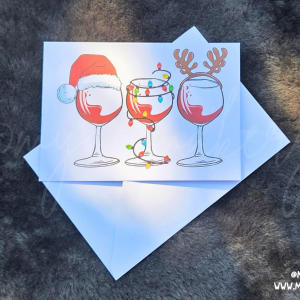 Festive Wine Glasses Holiday Card