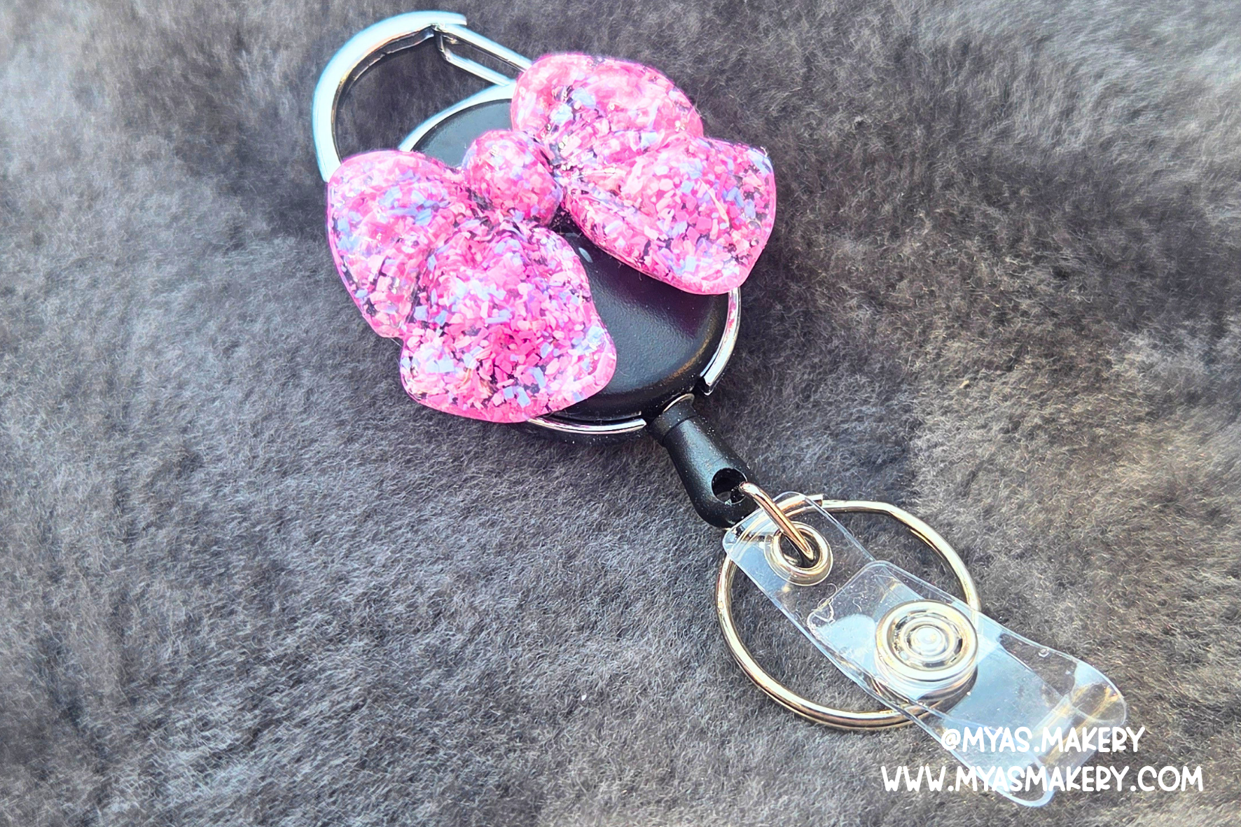 Cotton Candy Chaos Bow Badge Reel - Image 3