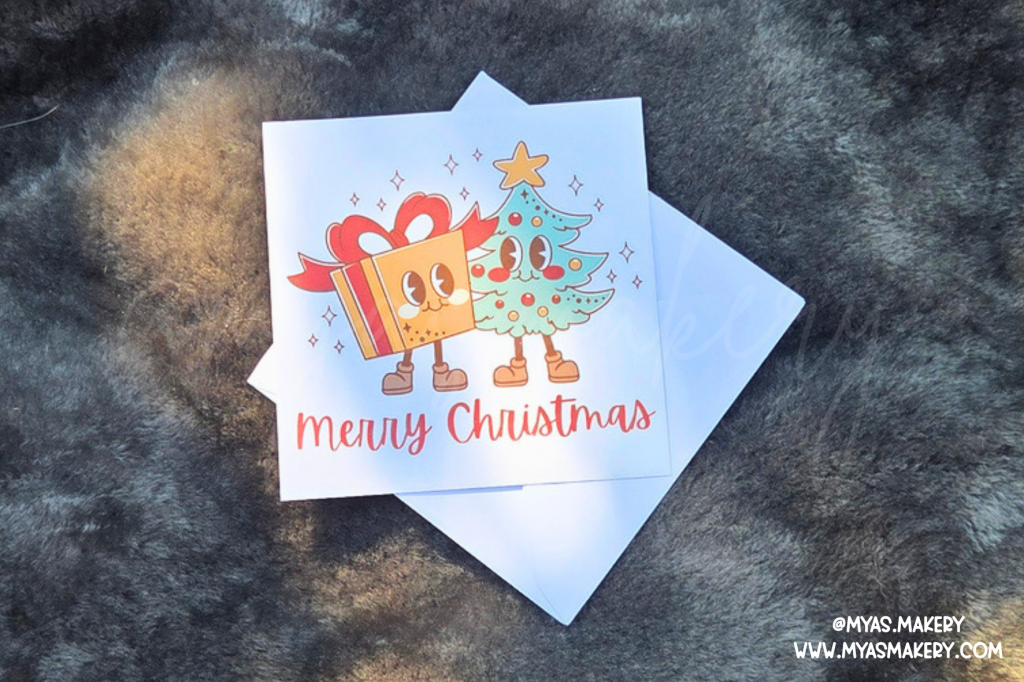 Retro "Merry Christmas" Gift & Tree Greeting Card