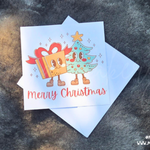 Retro "Merry Christmas" Gift & Tree Greeting Card