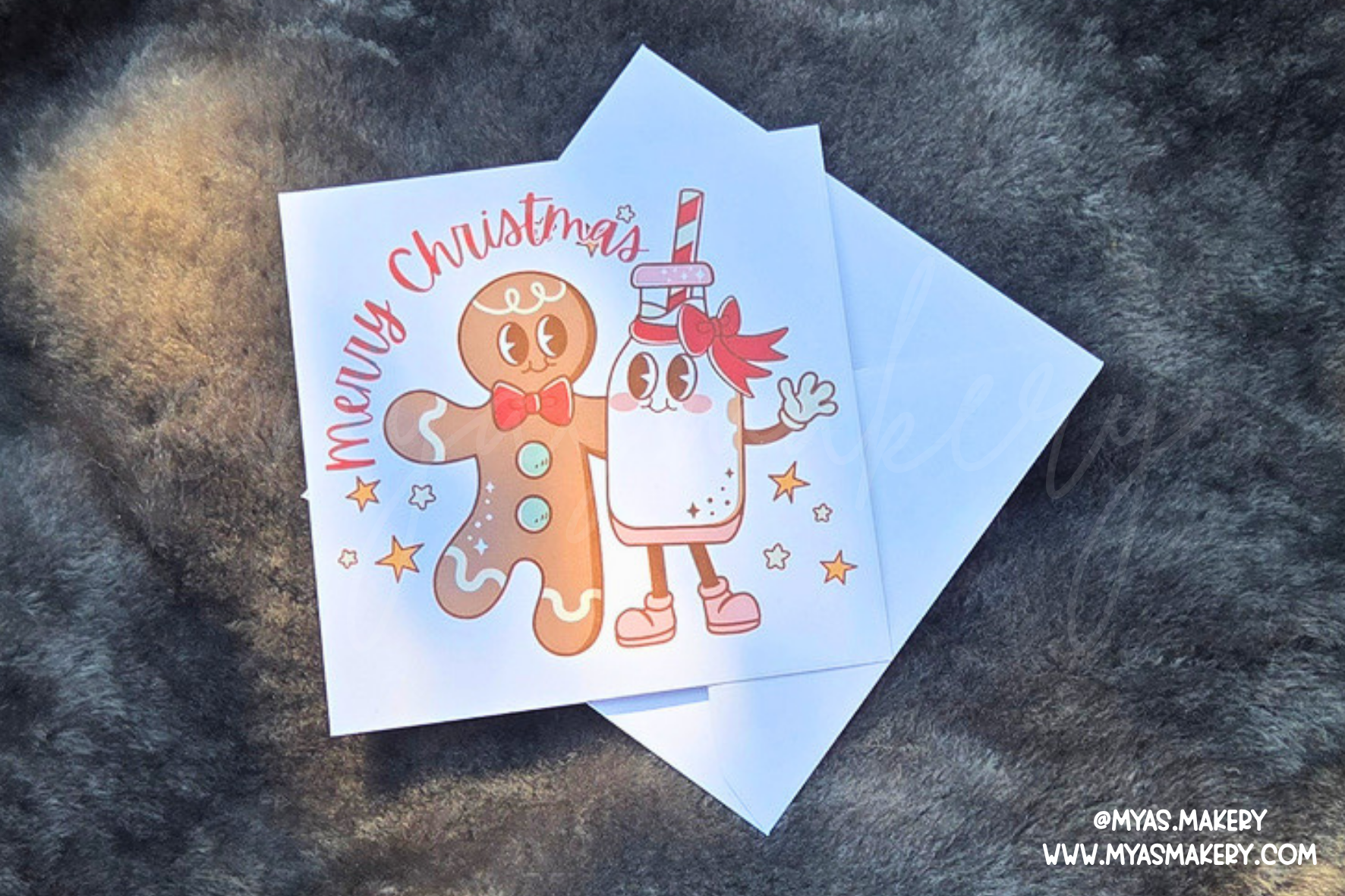 Retro Gingerbread & Milk Greeting Card
