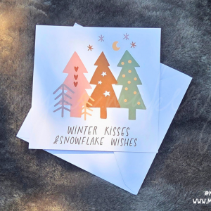 "Winter Kisses" Boho Christmas Card