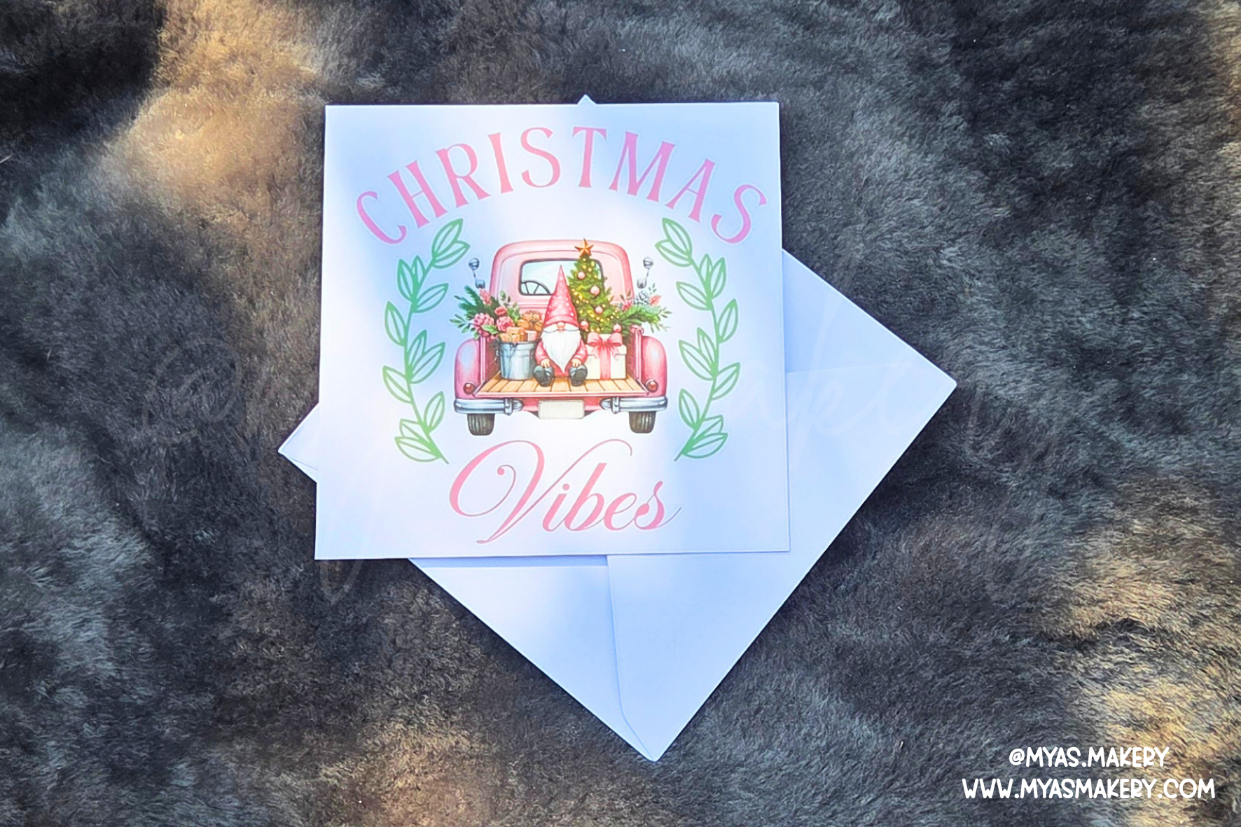 "Christmas Vibes" Pink Vintage Truck Card