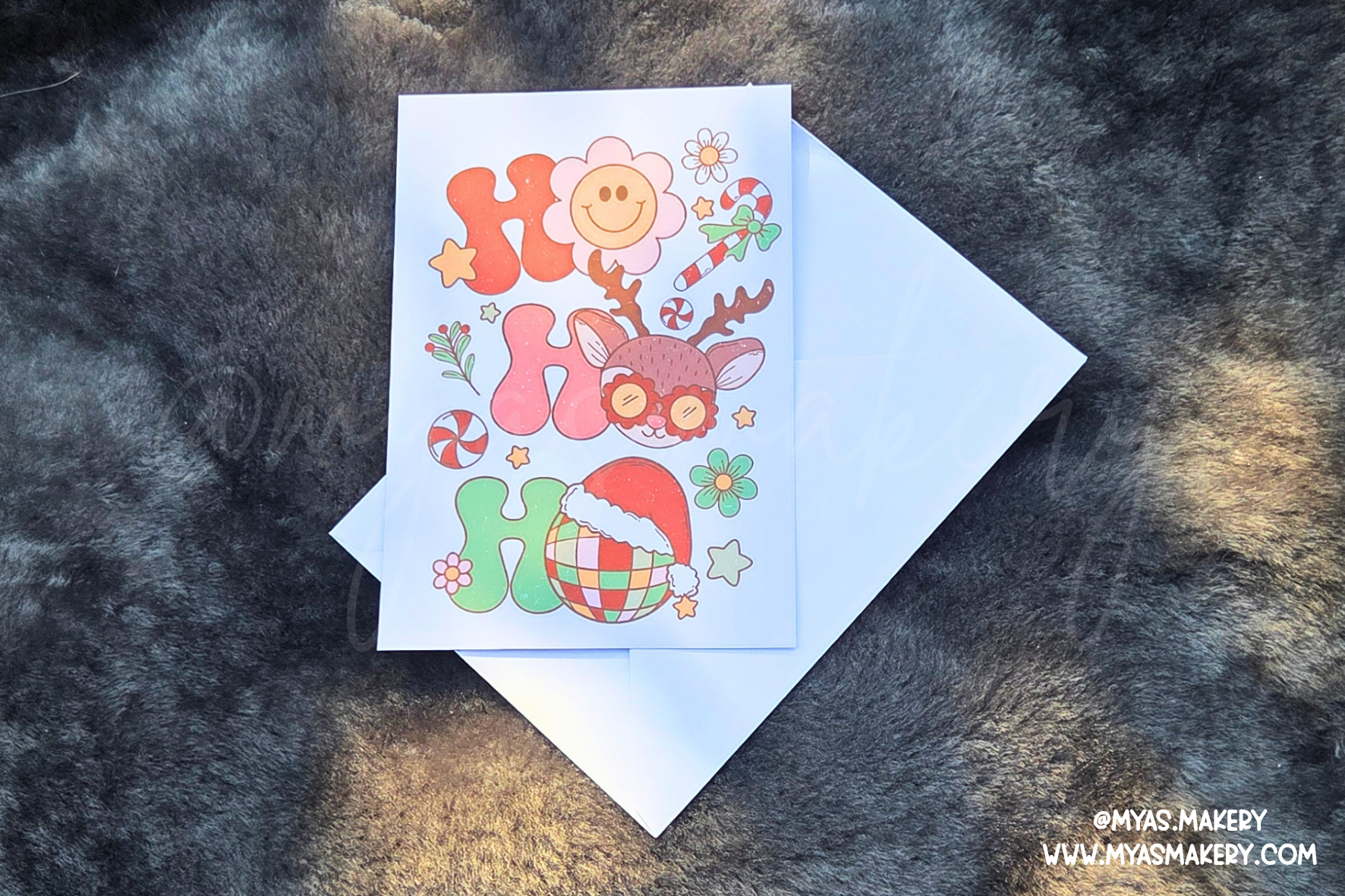 Retro Groovy "Ho Ho Ho" Christmas Card