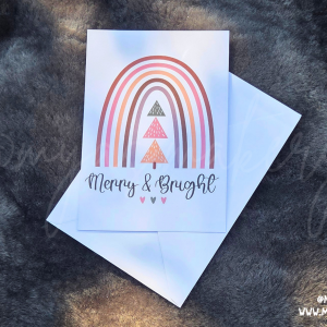 "Merry & Bright" Boho Rainbow Christmas Card