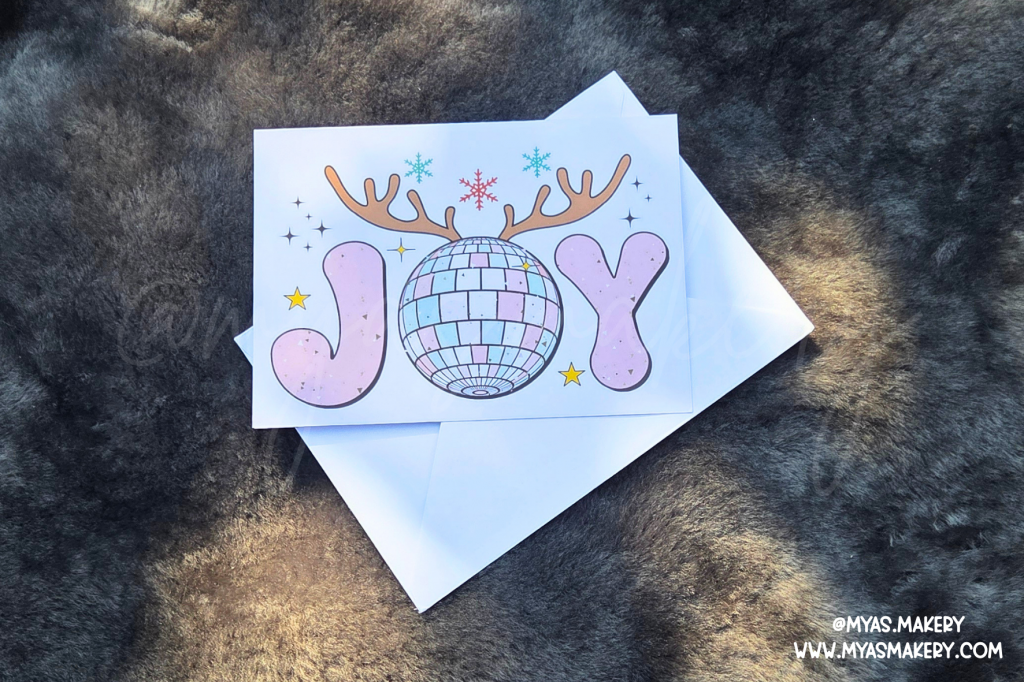 "Joy" Pink Wreath Christmas Card